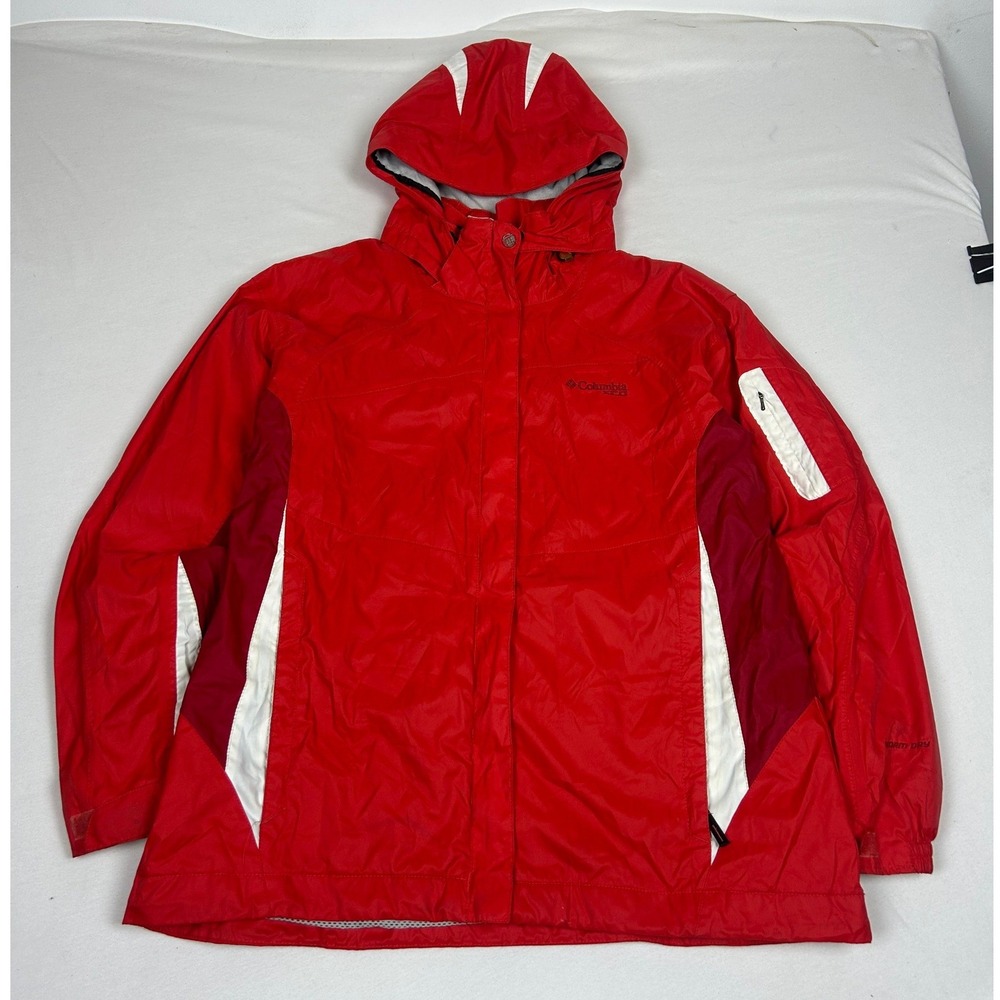 Columbia XCO Storm Dry Hooded Jacket Red White Full Zip Womens XL
